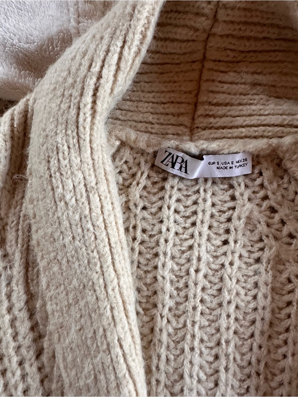 Zara Cream Chunky Ribbed Open-Front Cardigan - Picture 2 of 4